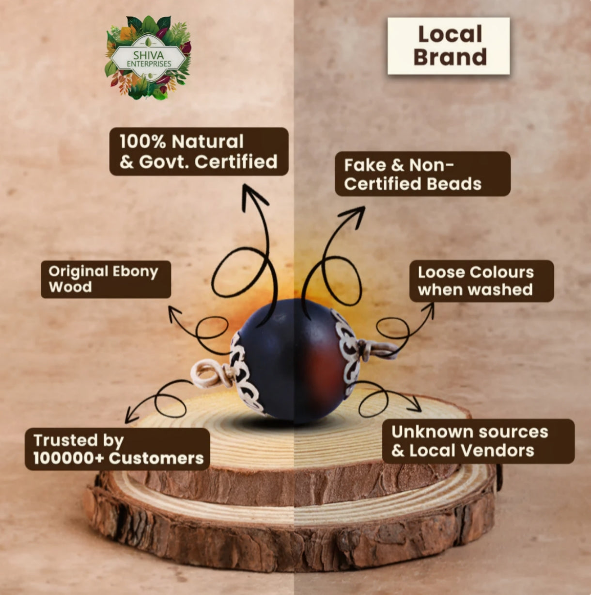 Original Karungali Mala Silver Plated + Free Gift Karungali Bracelet Silver Plated