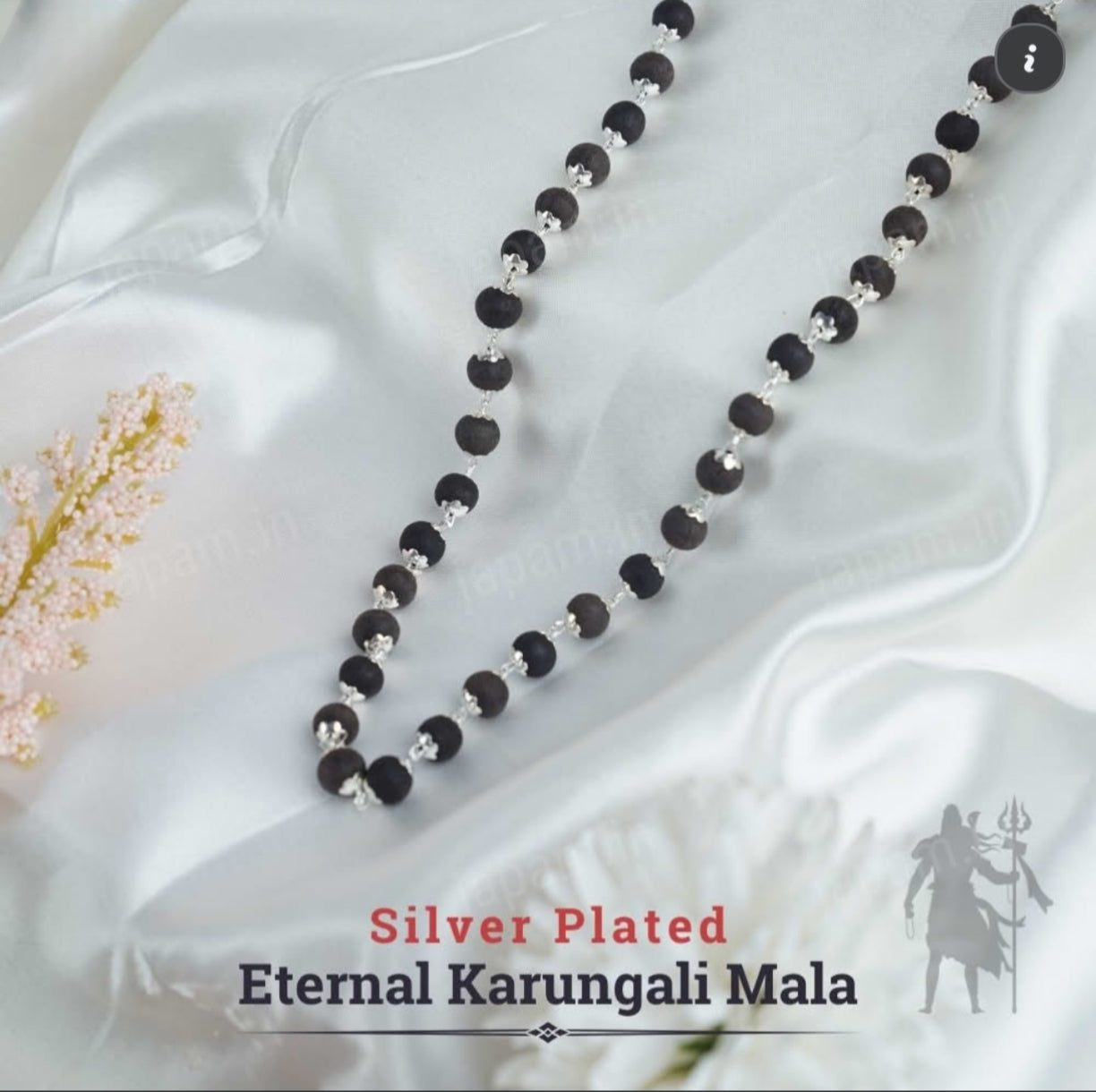 Original Karungali Mala Silver Plated + Free Gift Karungali Bracelet Silver Plated
