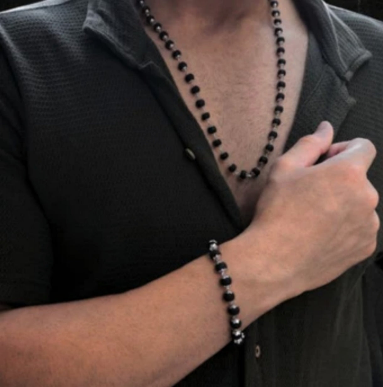 Original Karungali Mala Silver Plated + Free Gift Karungali Bracelet Silver Plated