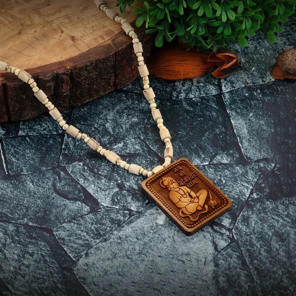 Bageshwar Dham Original Tulsi Mala With Wooden Hanumanji Locket