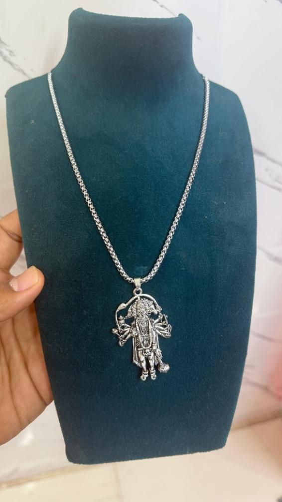 5 Mukhi Standing Hanumanji Pendant with Chain Silver