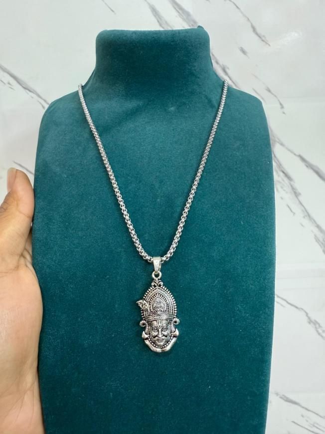 Khatu Shyam Maharaj Pendant with Chain Silver