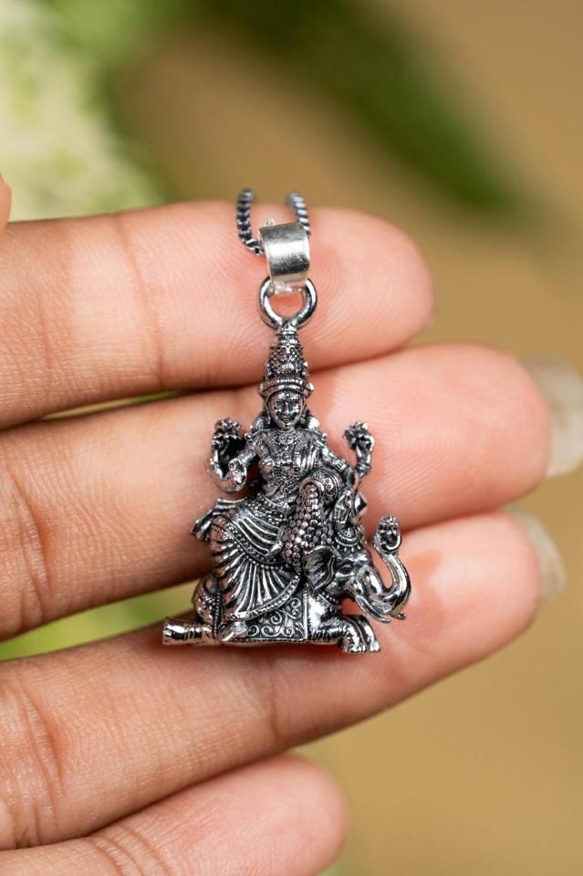 Laxmi on Hatiji Oxidized Pendant with Chain