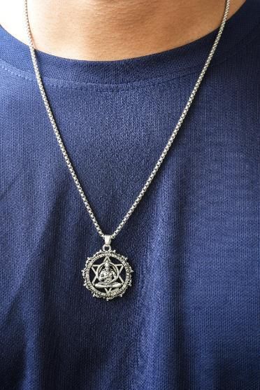 Shree Yantra with Hanuman Raksha Pendant with Chain silver