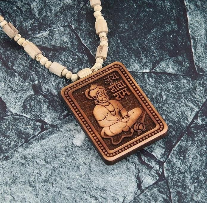 Tulsi Mala Original With Hanuman Pendant for Men Wood Locket Set (Pack Of 1)