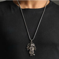 5 Mukhi Standing Hanumanji Pendant with Chain Silver