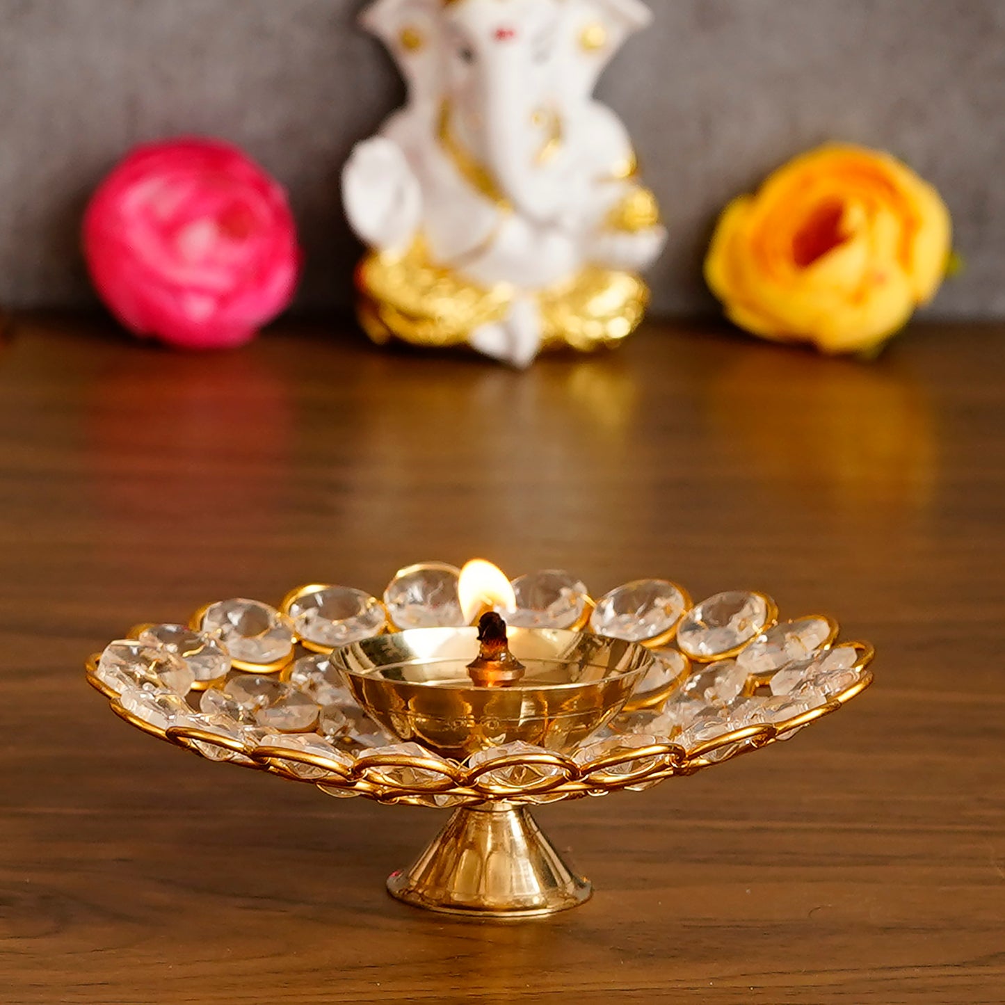 Bowl Shape Crystal Tea Light Holder - Small