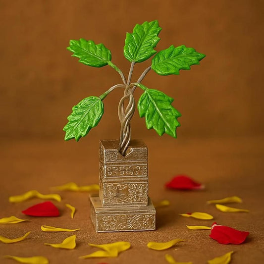 Tulsi Plant German Silver Plated  Decorative Showpiece (4inche)