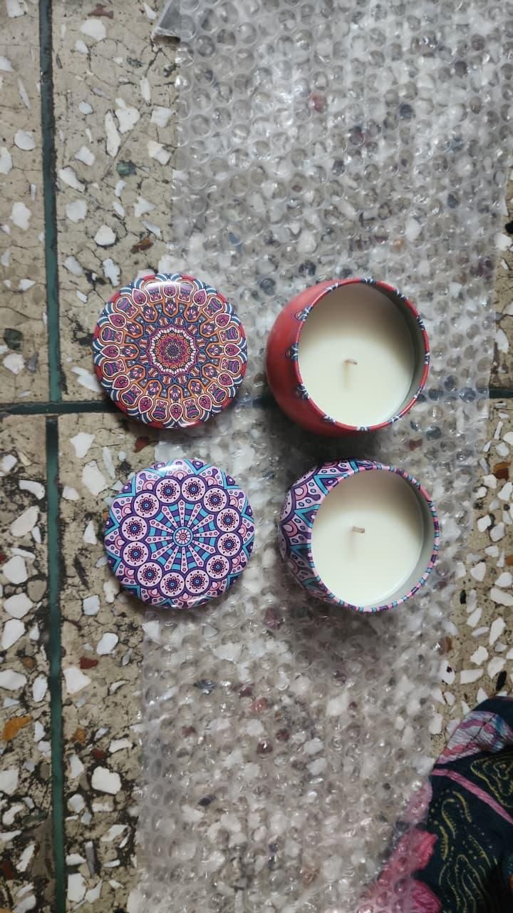 Scented Tin Candle 4.5cm  (Pack of 1) (Multicolor)