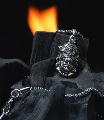 Khatu Shyam Maharaj Pendant with Chain Silver