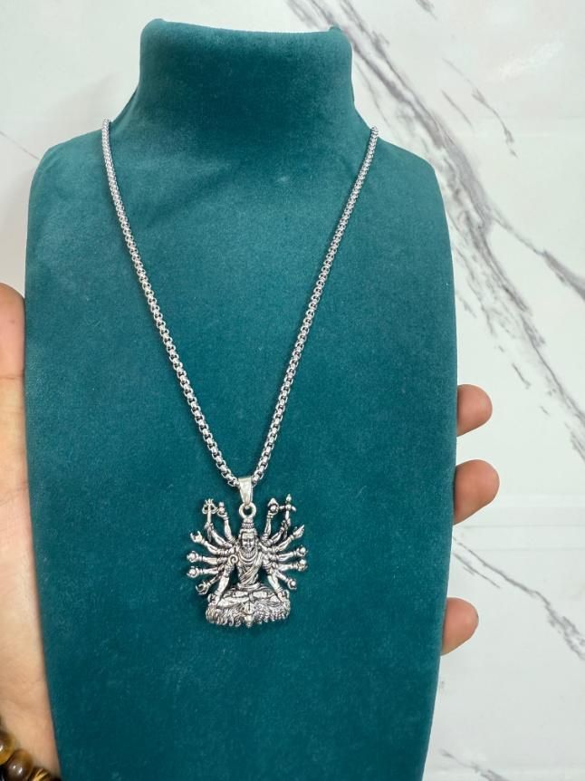 Mahadev Pendant with Chain Silver