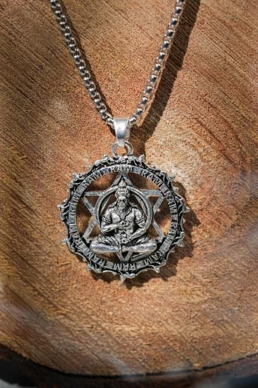 Shree Yantra with Hanuman Raksha Pendant with Chain silver