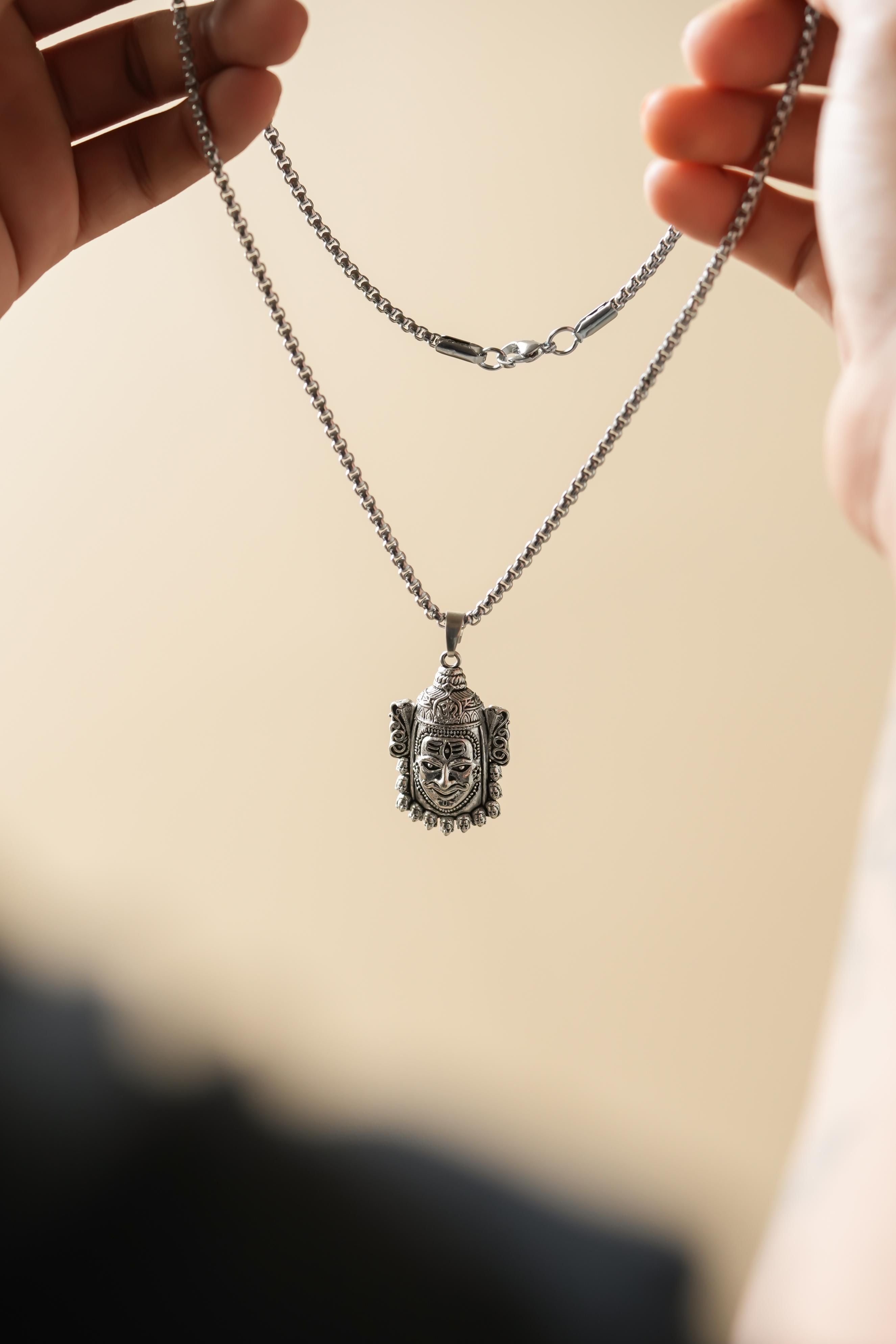 Mahakal Silver  Pendant With Chain