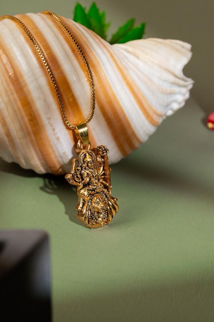 Ambe Mataji Pendant with Chain Gold Plated