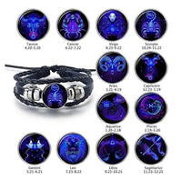 Zodiac Guardian Bracelet Black Leather Bracelet Adjustable