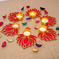 Traditional Lotus Candle Holder (Pack of 4)