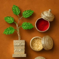 Tulsi Plant German Silver Plated  Decorative Showpiece (4inche)