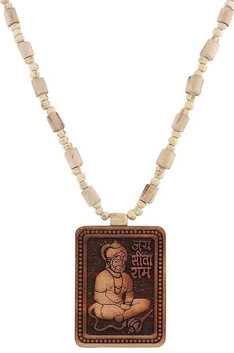 Tulsi Mala Original With Hanuman Pendant for Men Wood Locket Set (Pack Of 1)