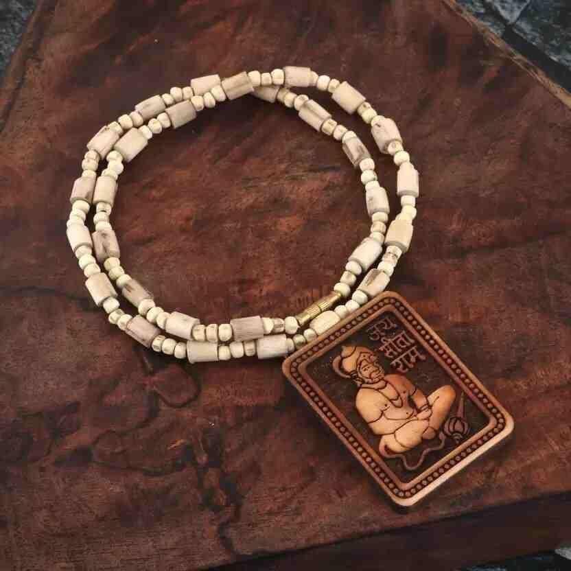Tulsi Mala Original With Hanuman Pendant for Men Wood Locket Set (Pack Of 1)