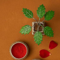 Tulsi Plant German Silver Plated  Decorative Showpiece (4inche)